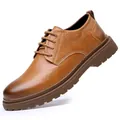 Klassische braune Leder-Business-Casual-Martin-Schuhe für Herren mit dicker Profilsohle - Erdiges Gelb (9913)