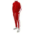 Herren-Sportanzug in Rot mit weißen Seitenstreifen und Zebra-Muster Sportschuhen - Rot