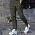 Men's olive green autumn leisure tracksuit joggers with functional drawstring waist - Army Green