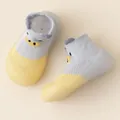 Breathable mesh baby floor socks with cartoon pig design in blue and yellow - Gray