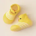 Niedliche gelbe Cartoon-Enten Baby Lauflernschuhe mit rutschfesten Gummisohlen für Kleinkinder - Gelb Gestreifte Ente