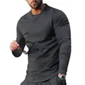 Comfortable men's dark gray sports set with long sleeve T-shirt and matching pants - M / Tops / Dark Gray