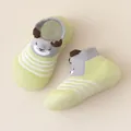 Bequeme hellgrüne rutschfeste Babyschuhe mit niedlichem Cartoon-Bären-Muster Design - Fruchtgrün Gestreifte Ente