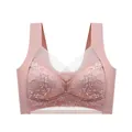 Reggiseno in pizzo rosa senza cuciture con coppe integrate e eleganti motivi floreali - Marrone chiaro
