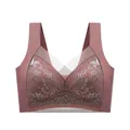 Reggiseno senza cuciture in pizzo senza ferretto rosa brunastro con coppe fisse integrate - Cammello