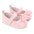 Chaussures de princesse rose pour bébé fille avec broderie florale et un petit nœud - Rose