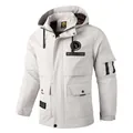 Casual herenparka met capuchon in gebroken wit met functionele zakken - M / Tops / Nieuw Wit (2899)