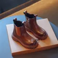 Bottines Chelsea marron foncé pour enfants avec fermeture éclair et semelle épaisse - Taille 34 (Longueur Intérieure 21.7cm) / Marron