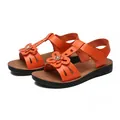 Orange children's summer sandals with flower decorations and soft non-slip soles - 26 / Orange