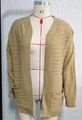 Khaki damesvest in haakwerk met lantaarnmouwen en zakken voor de herfst en winter - S / Tops / Khaki