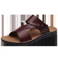Classic men's brown PU leather outdoor sandals with non-slip soft sole for summer - 38 / Red Brown
