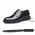Scarpe derby classiche in pelle nera da uomo con suola da 3 cm e soletta standard - 37 / Stile a Tacco Piatto (28357) / Nero