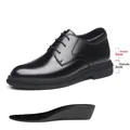 Black men's business leather elevator shoes with 5cm height increasing insole. - 37 / 8cm Height Increase (28359) / Black