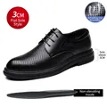 Klassische schwarze Herren Derby-Schuhe aus perforiertem Leder mit 3 cm flacher Sohle für Business - 38 / Gelochter Flacher Stil (28357-1) / Schwarz