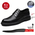 Zwarte herenschoenen voor zakelijk gebruik met 6 cm verhogende binnenzool en zool - 38 / 6CM Verhogende Geperforeerde Stijl (28358-1) / Zwart