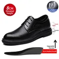 Formele zwarte leren herenschoenen met een verborgen verhoging van 8 cm voor mannen - 38 / 8CM Verhogende Geperforeerde Stijl (28359-1) / Zwart