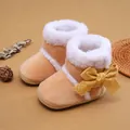 Adorabili stivaletti color pesca per neonati con fodera in peluche e fiocco giallo - Caffè