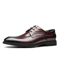 Chaussure Derby classique pour homme en cuir marron avec détails texture crocodile - Bordeaux