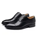 Zapatos Oxford clásicos de cuero negro para hombre, estilo formal para sus negocios - 38 / Negro