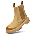 Klassische gelbe Chelsea-Boots für Herren aus Leder mit dicker und robuster Profilsohle - 38 / Erdgelb