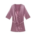 Peignoir en satin violet pour homme à manches courtes avec ceinture - M / Peignoir / Rose Clair