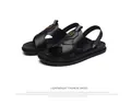 Stylish men's black PU leather sandals with anti-slip sole for summer beach outdoor wear - 40 / All Black