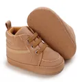 Baskets montantes en toile marron pour bébé avec semelle antidérapante, 0-1 an. - Marron