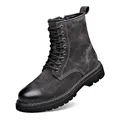 Herren Martin Boots aus dunkelgrauem Wildleder, hoch geschnitten mit dicker Sohle - 38 / Schwarz Atmungsaktives Futter