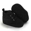 Zapatos de lona negros de caña alta para bebés varones con suela suave antideslizante - Negro