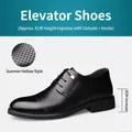 Men's black perforated leather business dress shoes with hidden 6cm height increase - 38 / Perforated Height Increasing Style (229-1) / Black