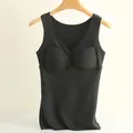 Sleeveless black thermal tank top featuring built-in bra pads and seamless De Rong fabric - XL / Tops / Black