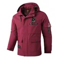 Duurzame heren outdoor casual parka jas met capuchon in diep bordeauxrode kleur - M(50-60Kg) / Tops / Rood