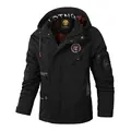 Professioneel zwart herenparkajack met capuchon en geruite voering voor buitenmode - M(50-60Kg) / Tops / Zwart