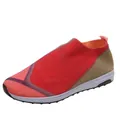 Casual red fly-woven slip-on sneakers for women with textured white sole - 35 / Red