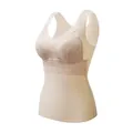 Elegant nude thermal lace camisole for women with built-in bra pads and soft fleece - Tops / 2XL (60-70kg) / Nude