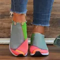 Women's multi-color block fly-weave sneakers with breathable mesh upper and lightweight sole - 35 / Light Green