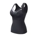Black thermal tank top for women with elegant lace detail and built-in bra pads. - Tops / 2XL (60-70kg) / Black