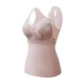 Elegant nude pink lace thermal camisole with integrated bra pads and brushed fabric - Tops / 2XL (60-70kg) / Light Coffee