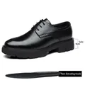 Schwarze strukturierte Business-Derby-Schuhe mit 5 cm dicker Sohle und Einlegesohle - 37 / Ganzjahres Flach 5CM (9101) / Schwarz