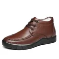 Herren Winterstiefel aus braunem Leder mit warmem Fleecefutter und schwarzer Sohle - Braun
