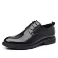 Κομψά μαύρα δερμάτινα παπούτσια Brogue με αναπνεύσιμο διάτρητο σχέδιο για άνδρες - 38 / Βρετανικά σκαλιστά διάτρητα πέδιλα (1607W-21) / Μαύρο