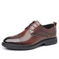 Ανδρικά καφέ δερμάτινα παπούτσια brogue με διάτρητο σχέδιο που αναπνέει για επιχειρήσεις - 38 / Βρετανικά σκαλιστά διάτρητα πέδιλα (1607W-21) / Καφέ