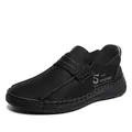Handgemaakte zwarte leren instappers voor heren, stijlvolle casual schoenen voor zakenreis - Zwart