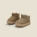 Warme braune Winterstiefel für Kleinkinder mit Plüschfutter und Seitenreißverschluss - Größe 16 (Innenlänge 12.5cm) / Khaki (High Top)
