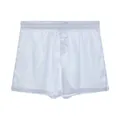 White satin men's lounge boxers with elastic waistband and smooth silk-like finish - S / Bottoms / White
