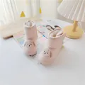 Cozy pink children's snow boots with cute cartoon puppy design and fleece lining - Sakura Pink (35061)