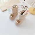 Gemütliche beige Kleinkind-Schneestiefel mit Plüschfutter und Teddybär-Design für Winter - Größe 130 (13cm) / Reisaprikose (35060)