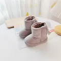 Warm children's winter snow boots with cozy fur lining and velcro strap in grey - Space Gray (35064)