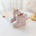 Pink toddler winter snow boots with big bow and fleece lining for girls and boys - Pink Purple (35064)