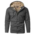 Zware grijze herenwerkjas met gezellige sherpa voering en ontwerp met meerdere zakken - S / Tops / Grijs
